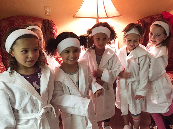 Children enjoying a spa party