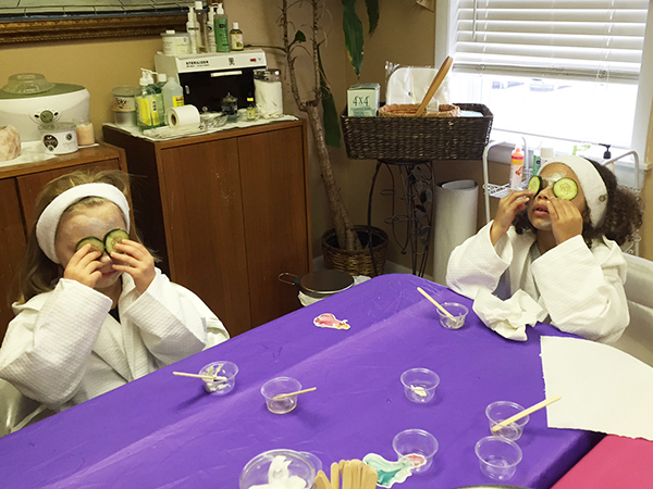 Children relaxing during a spa party